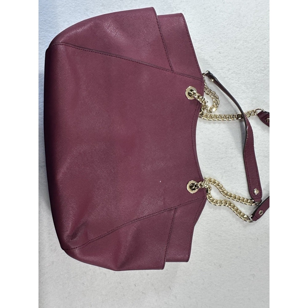 Michael Kors Burgundy Saffiano Leather Chain Tote Bag - Gold Hardware - Picture 9 of 12